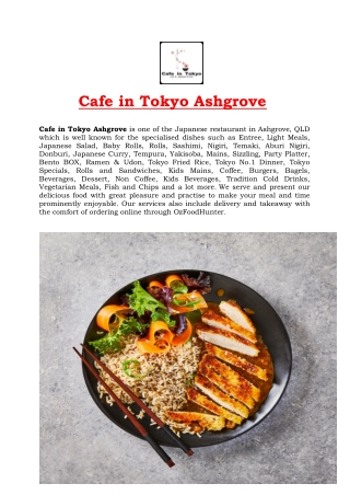 5% Off - Cafe in Tokyo Ashgrove Japanese Menu Restaurant, QLD