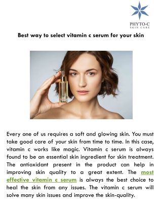 Best way to select vitamin c serum for your skin
