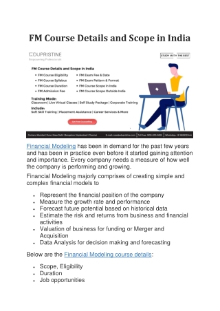 FM Course Details and Scope in India