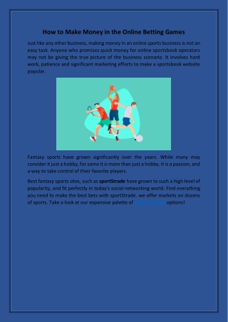 How to Make Money in the Online Betting Games