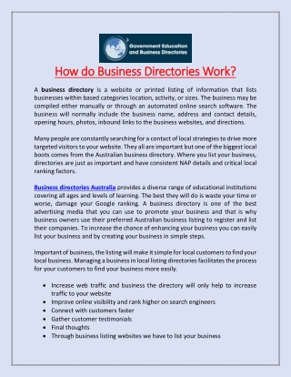 How do Business Directories Work?