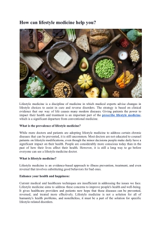 How can lifestyle medicine help you