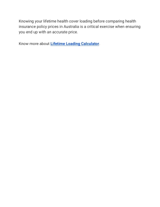 Lifetime Loading Calculator