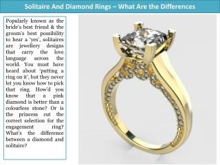 Solitaire And Diamond Rings – What Are the Differences