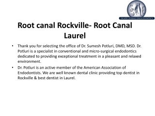 Root canal Rockville- Root Canal Laurel