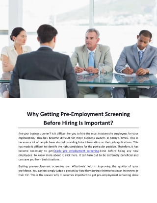 Why Getting Pre-Employment Screening Before Hiring Is Important