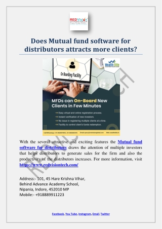 Does Mutual fund software for distributors attracts more clients