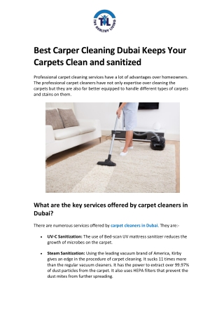 Best Carper Cleaning Dubai Keeps Your Carpets Clean and sanitized
