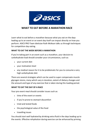 What to Eat Before a Marathon Race