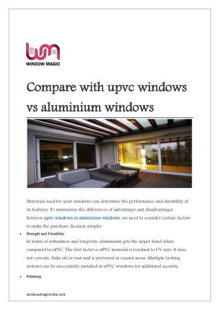 Compare with upvc windows vs aluminium windows