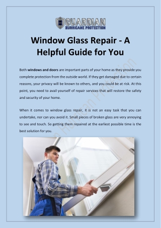 Window Glass Repair - A Helpful Guide for You