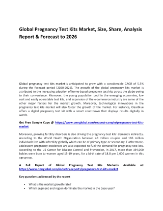 Global pregnancy test kit market