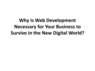 Why Web Development Necessary for Your Business ?