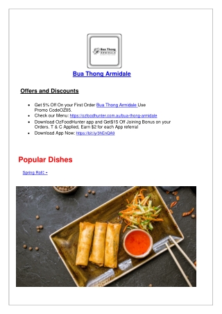 5% off - Bua Thong Armidale Thai Restaurant Menu, NSW