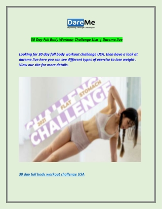 30 Day Full Body Workout Challenge Usa  | Dareme.live