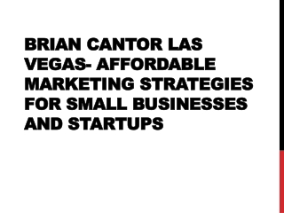 Brian Cantor Las Vegas- Affordable Marketing Strategies For Small Businesses And Startups