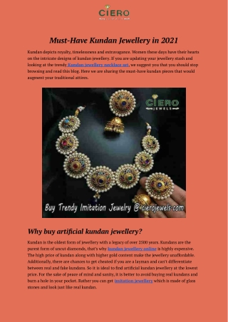 Must-Have Kundan Jewellery in 2021