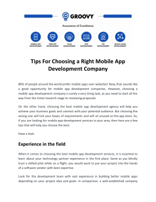 Tips For Choosing a Right Mobile App Development Company
