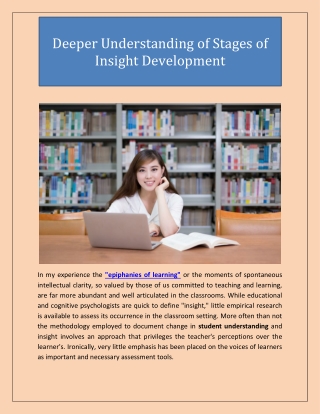 Deeper Understanding Of Stages Of Insight Development
