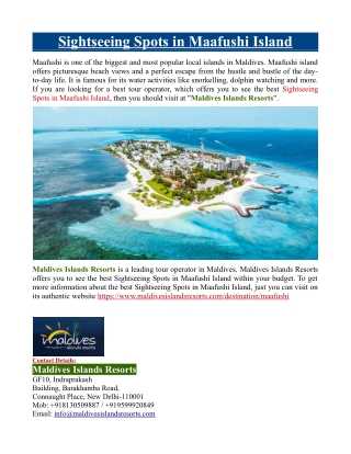 Sightseeing Spots in Maafushi Island