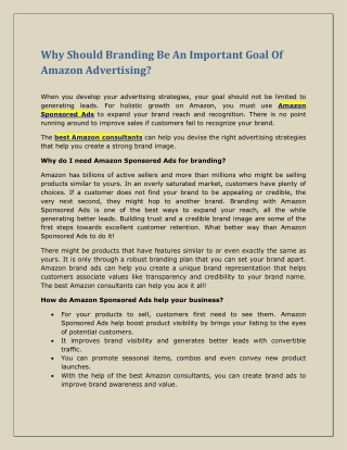 Why Should Branding Be An Important Goal Of Amazon Advertising
