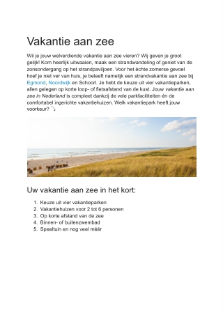 Vakantie aan zee