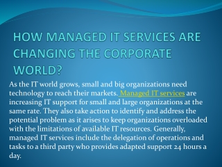 HOW MANAGED IT SERVICES ARE CHANGING THE CORPORATE WORLD