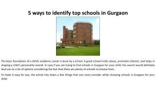 5 ways to identify top schools in Gurgaon