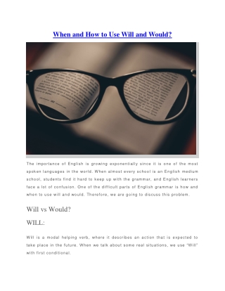 When and How to Use Will and Would