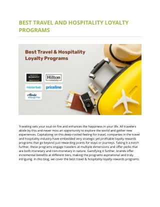 Best Travel and Hospitality Loyalty Rewards Programs