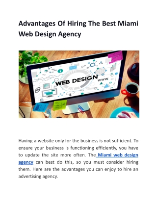 Advantages Of Hiring The Best Miami Web Design Agency