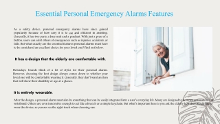 Essential Personal Emergency Alarms Features