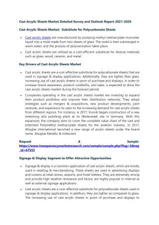 Cast Acrylic Sheets Market Detailed Survey and Outlook Report 2021-2029