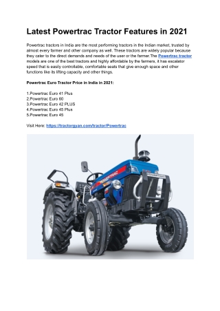Latest Powertrac Tractor Features in 2021