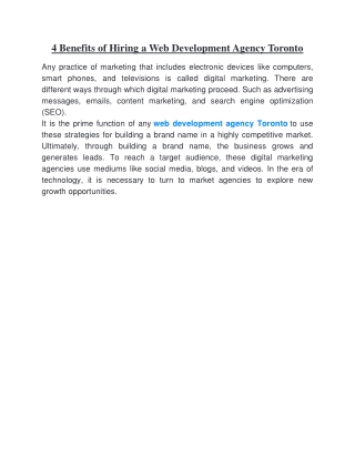 Benefits of Hiring a Web Development Agency Toronto