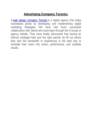 Advertising Company Toronto