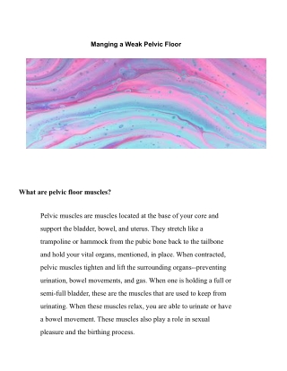 Manging a Weak Pelvic Floor