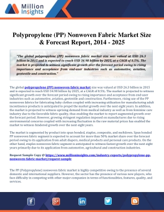 Polypropylene (PP) Nonwoven Fabric Market Size & Forecast Report, 2014-2025