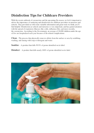 Disinfection Tips for Childcare Providers