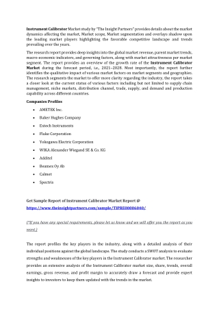 Instrument Calibrator Market Forecast to 2028