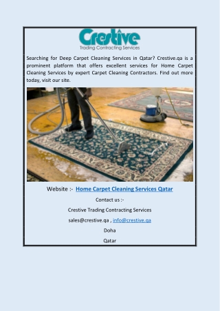 Home Carpet Cleaning Services Qatar | Crestive.qa