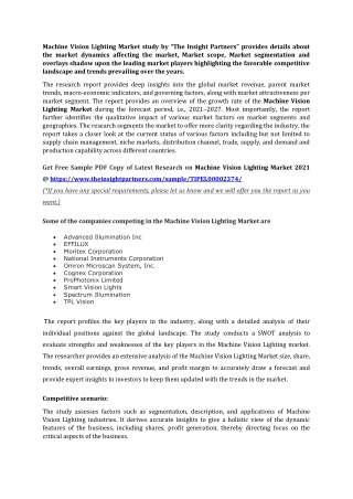 Machine Vision Lighting Market Forecast to 2028