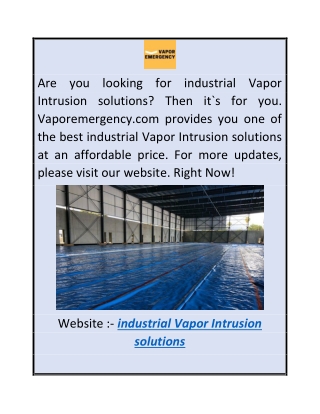 industrial Vapor Intrusion solutions  Vaporemergency
