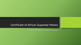 Certificate of African Guyanese History Lecture 2