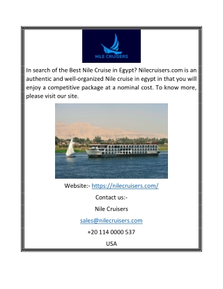 Best Nile Cruise In Egypt Nilecruisers.com