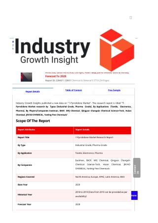 Pyrrolidone Market Report | Global Forecast To 2028