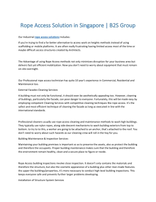 Rope Access Solution in Singapore | B2S Group