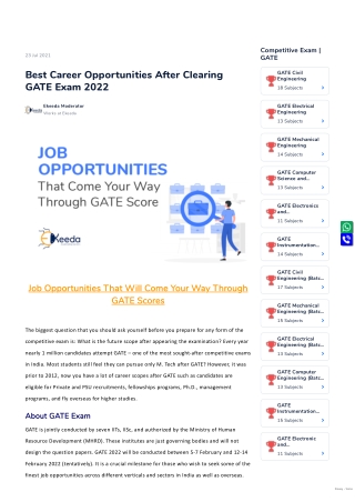 Best Career Opportunities After Clearing GATE Exam 2022