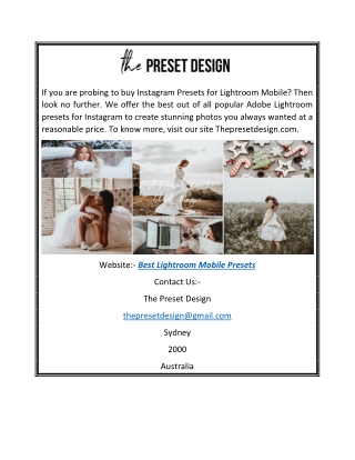 Best Lightroom Mobile Presets | The Preset Design