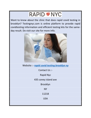 Rapid Covid Testing Brooklyn Ny Testingnyc.com